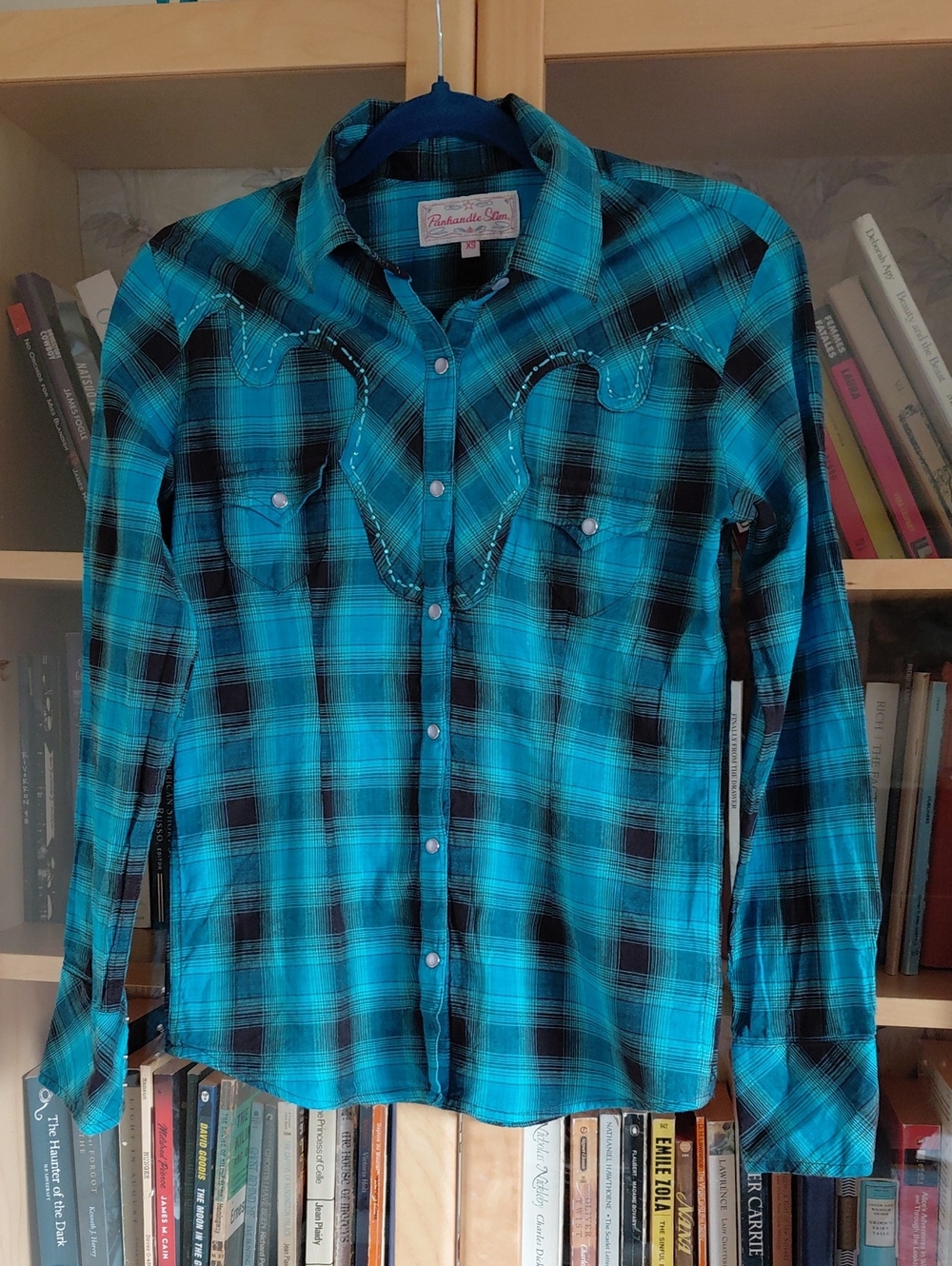 Turquoise Plaid Western Snap Shirt